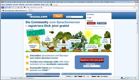 Startseite von Busuu.com